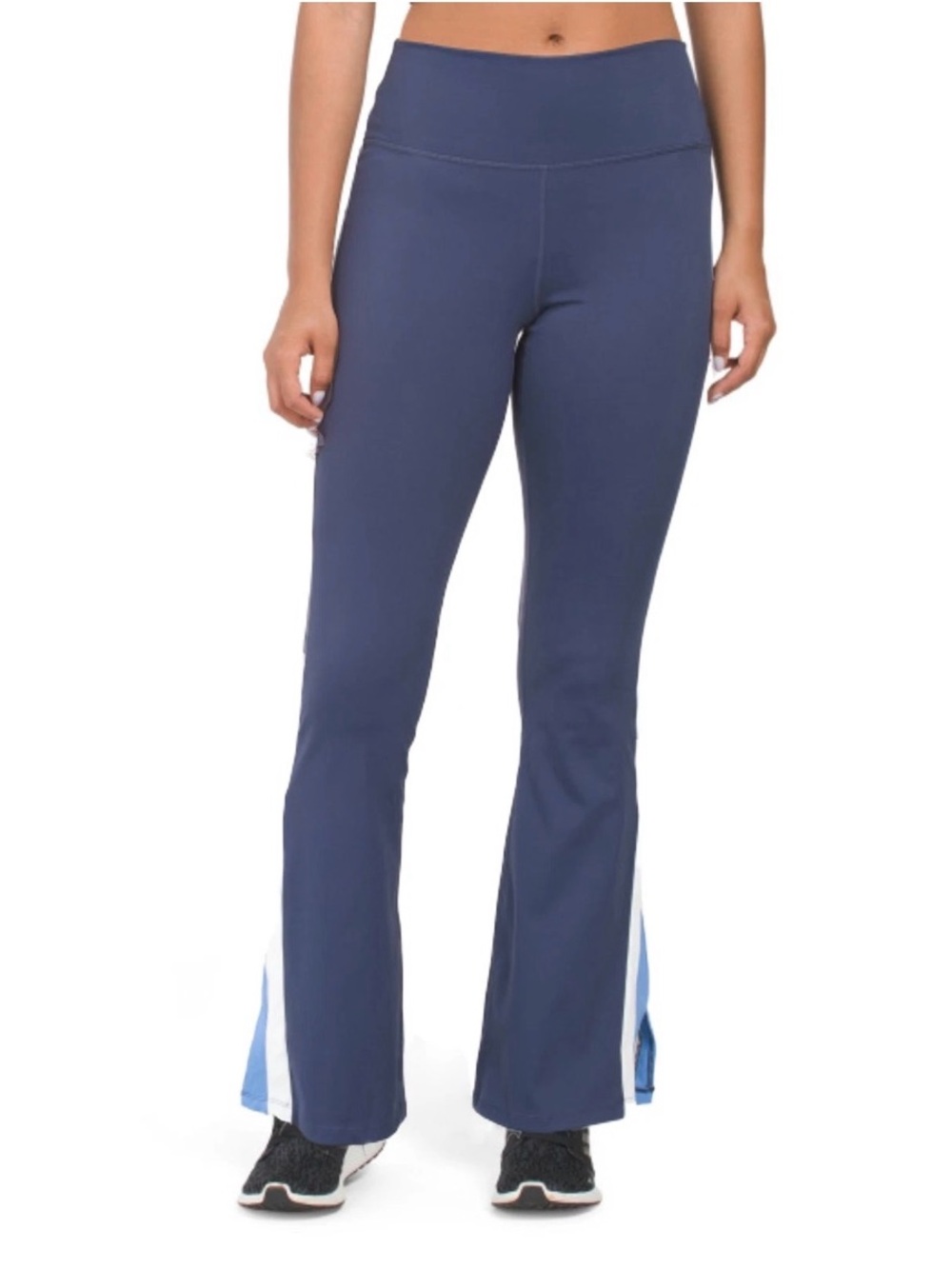 WILO Women's High Rise Split Hem Navy Leggings Active Flare Pants S